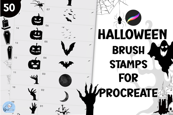 50 Halloween Brush Stamp for Procreate Graphic by Buddy blue · Creative ...
