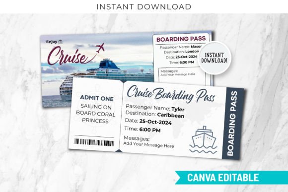 CRUISE Boarding Pass Canva Template