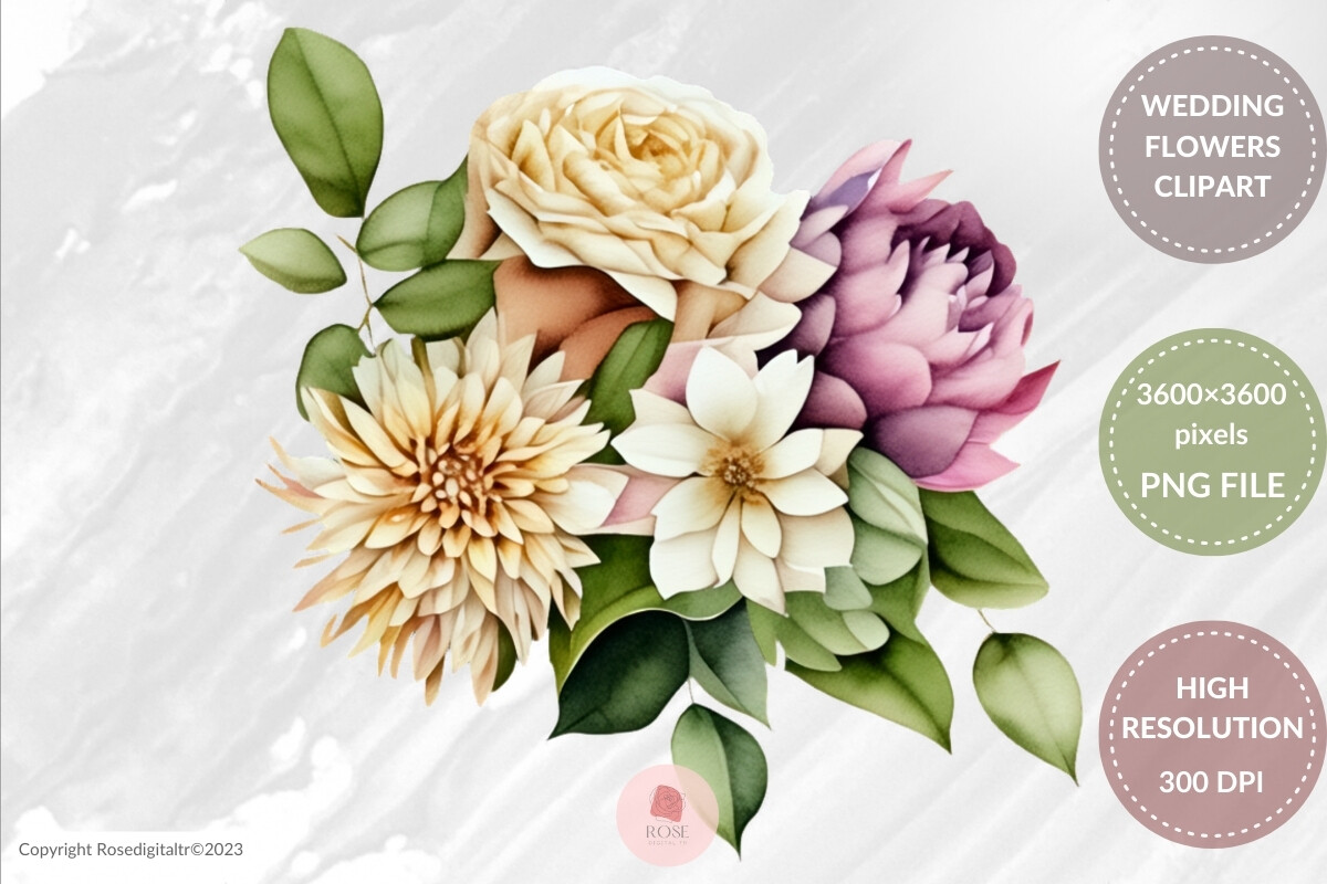 Free Wedding Flowers Clipart Graphic by rosedigitaltr · Creative Fabrica