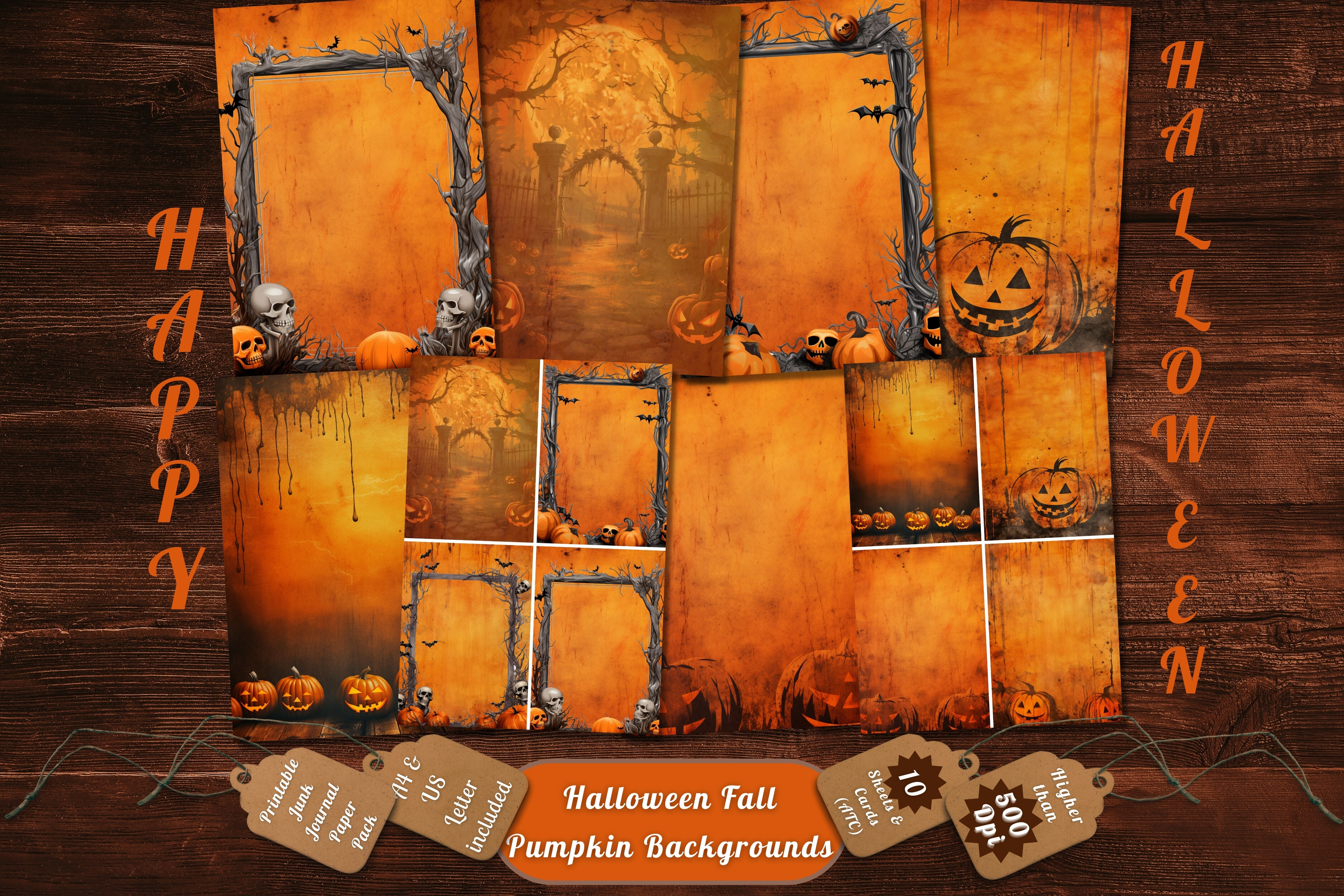 Halloween Pumpkin Digital Paper Pack 06 Graphic by artisticwayco ...