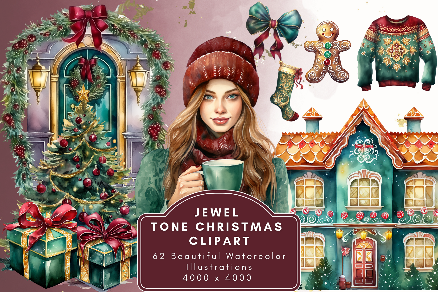 Jewel Tone Christmas Clipart