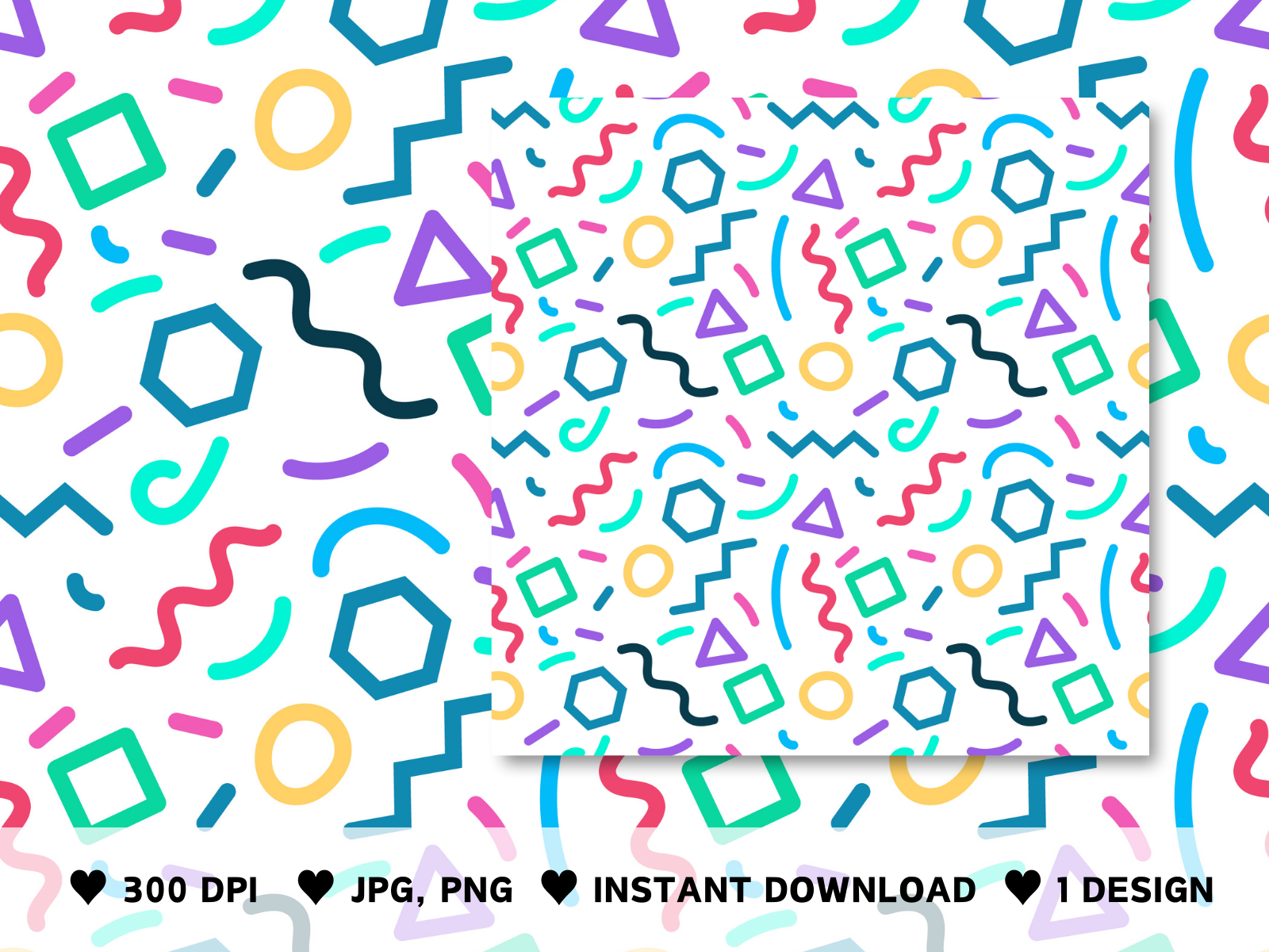 Memphis Geometric Shapes Pattern Graphic by DesignScape Arts · Creative ...