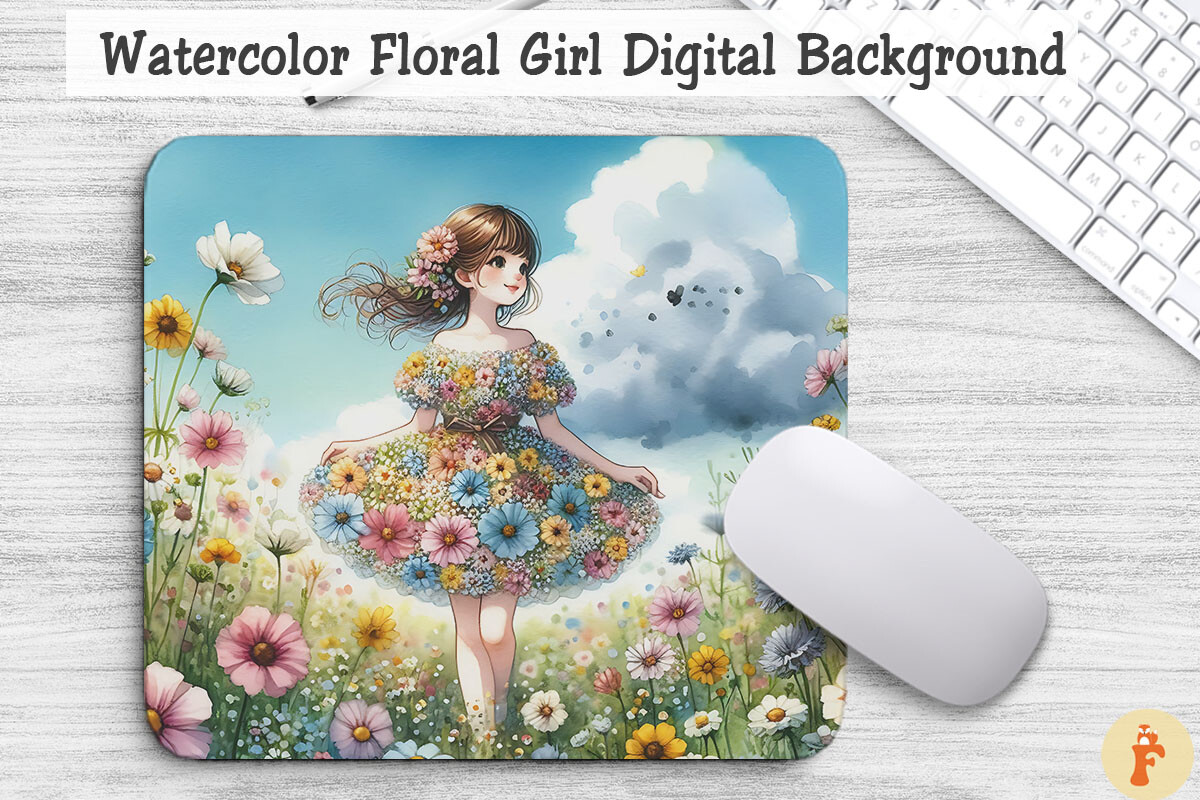 Watercolor Floral Girl Background Graphic by Foxmia · Creative Fabrica