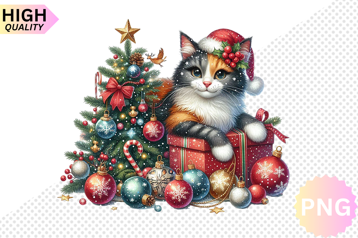Christmas Cat Clipart Design Graphic by SVG Print design · Creative Fabrica