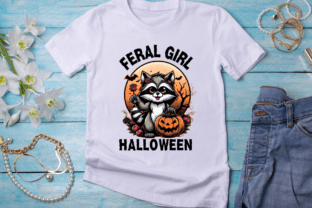 Feral Girl Halloween Raccoon Graphic by Soft Art · Creative Fabrica