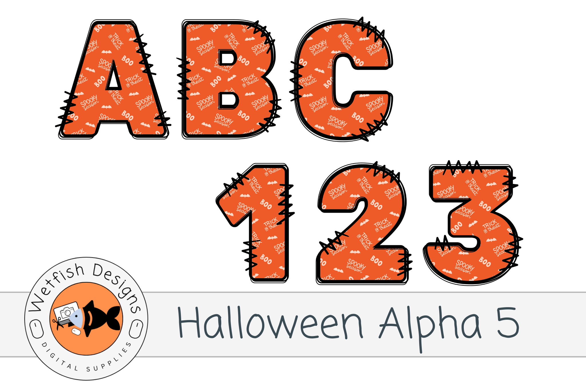 Halloween PNG Alphabet 5 with Numbers Graphic by Wetfish Designs ...