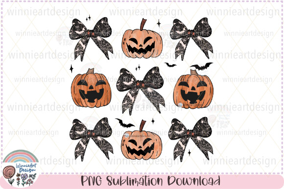 Halloween Pumpkin Spooky Coquette Bow Graphic by WinnieArtDesign ...
