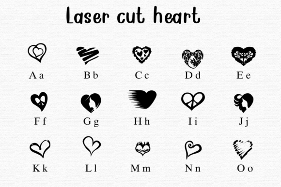Laser Cut Heart Font PNG with transparent background - Preview 1