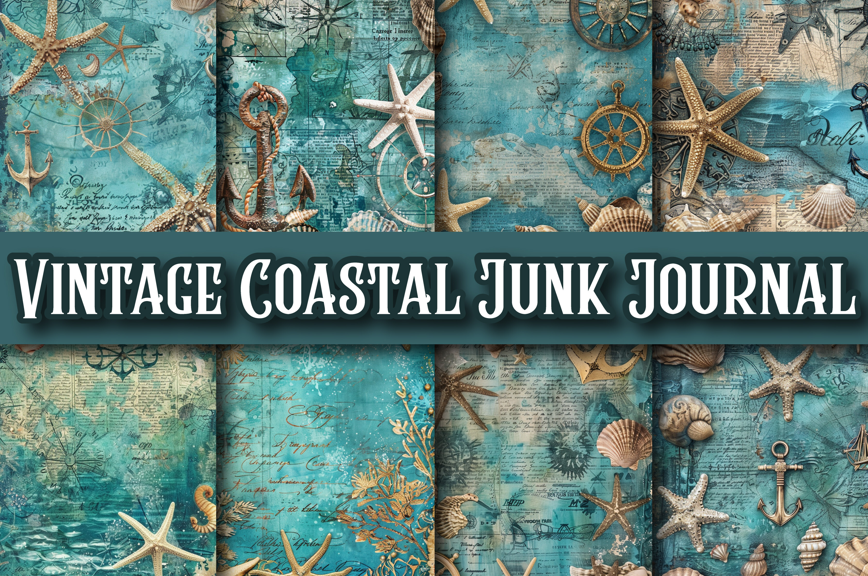 Vintage Coastal Junk Journal Graphic by Omnia Hiba Designer · Creative ...