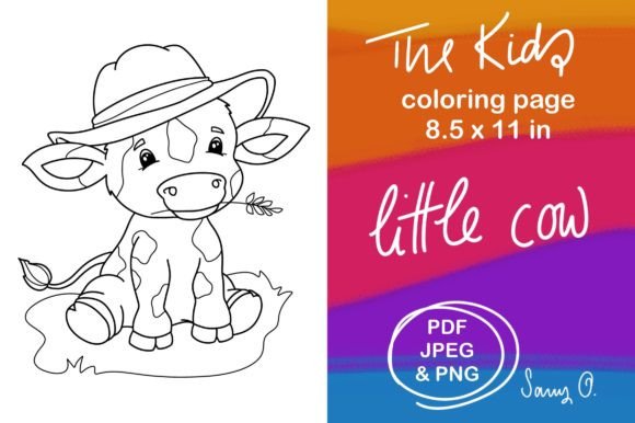 Cow Calf Farm Animals Kids Coloring Page