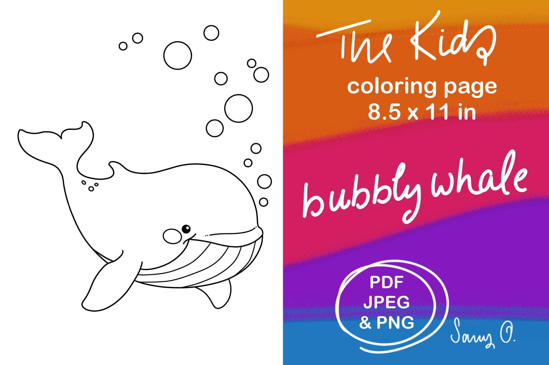 Cute Nursery Whale Sea Animals Coloring