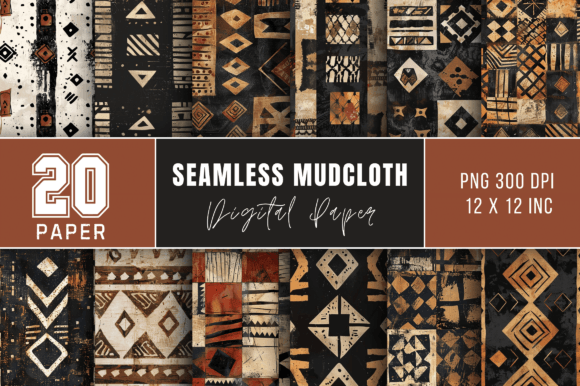 Digital Paper Pack African Mud Cloth