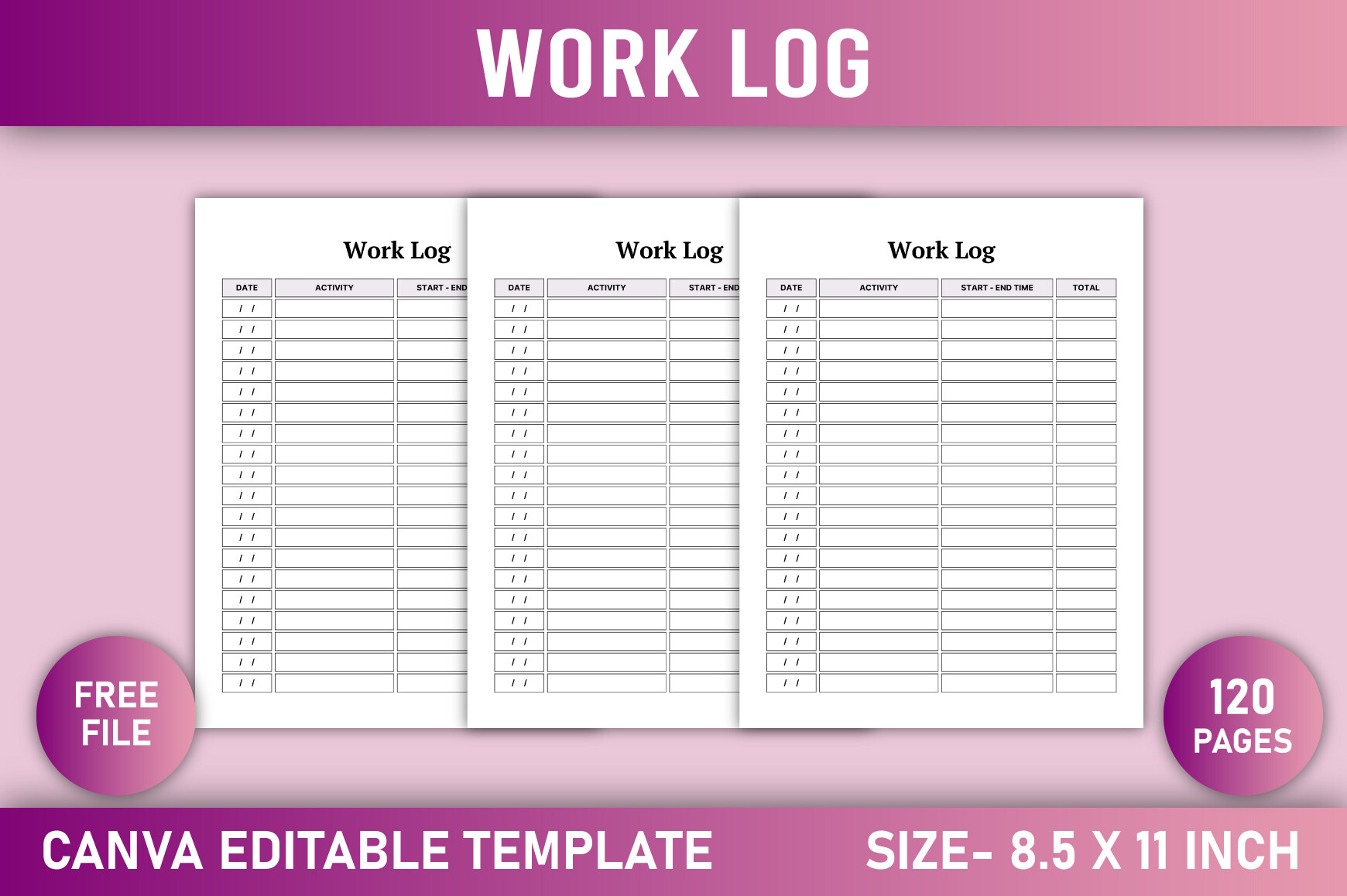 Editable Work Log Canva Graphic by KDP GALLERY · Creative Fabrica