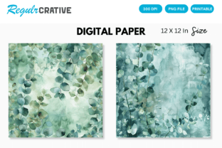 Eucalyptus Watercolor Digital Paper Graphic by Regulrcrative · Creative ...