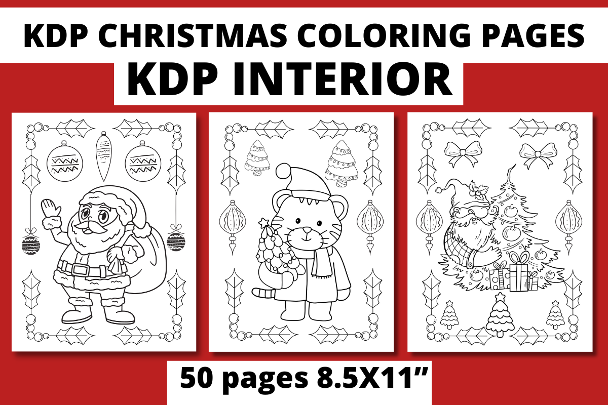 KDP CHRISTMAS COLORING PAGES Graphic by wassila design · Creative Fabrica