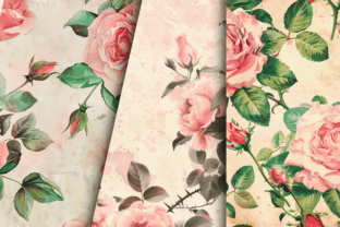 Pink Roses Digital Paper Bundle Graphic by Regulrcrative · Creative Fabrica