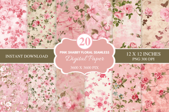 Pink Shabby Floral Seamless Patterns
