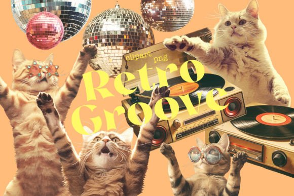 Retro Disco Collage Clipart