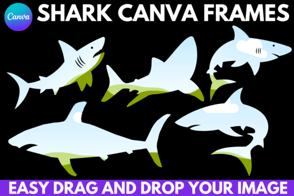 Shark Canva Frames Bundle with customizable shapes
