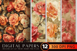 Vintage Oil Paint Roses Digital Paper Graphic by CraftyCakes · Creative ...