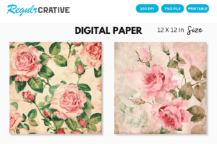 Watercolor Pink Roses Digital Paper Graphic by Regulrcrative · Creative ...