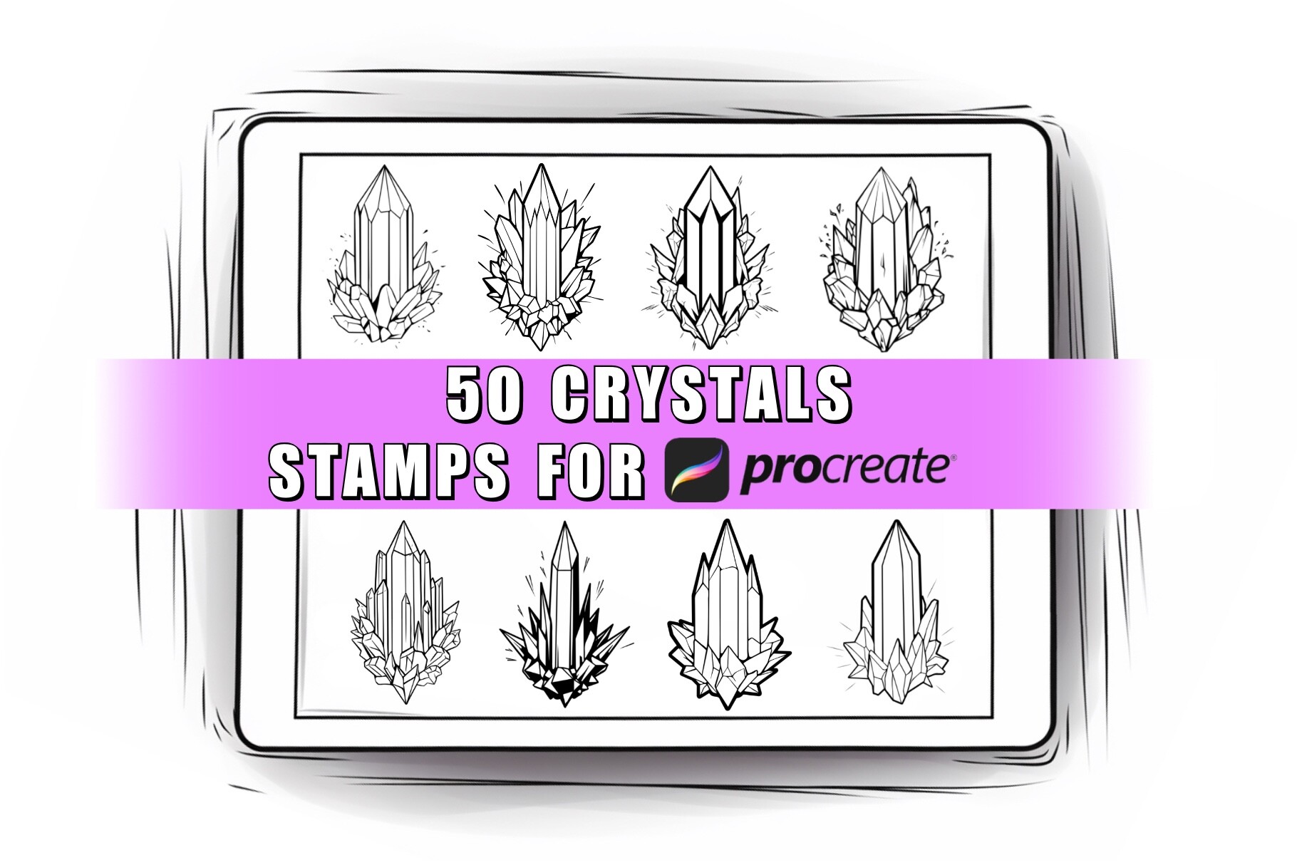 50 Crystal Procreate Stamps Brushes Graphic by ProcreateSale · Creative ...