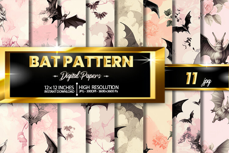 Bat Pattern Digital Papers Graphic by Hurairagraphics · Creative Fabrica