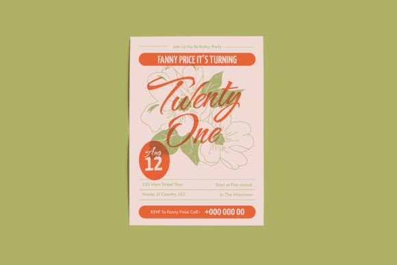 Botanical Birthday Invitation Template