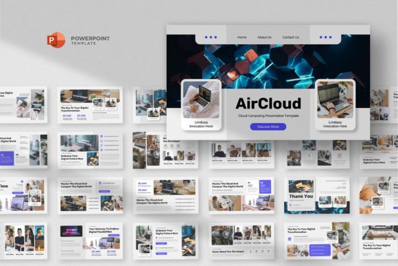 Preview of Cloud Computing Powerpoint Template technology presentation template