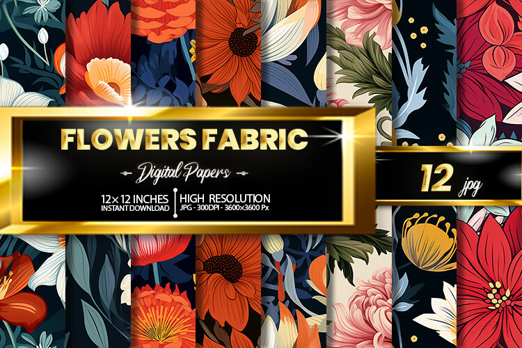 Flowers Fabric Digital Papers Graphic by Hurairagraphics · Creative Fabrica
