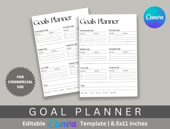 Goal Planner Canva Editable