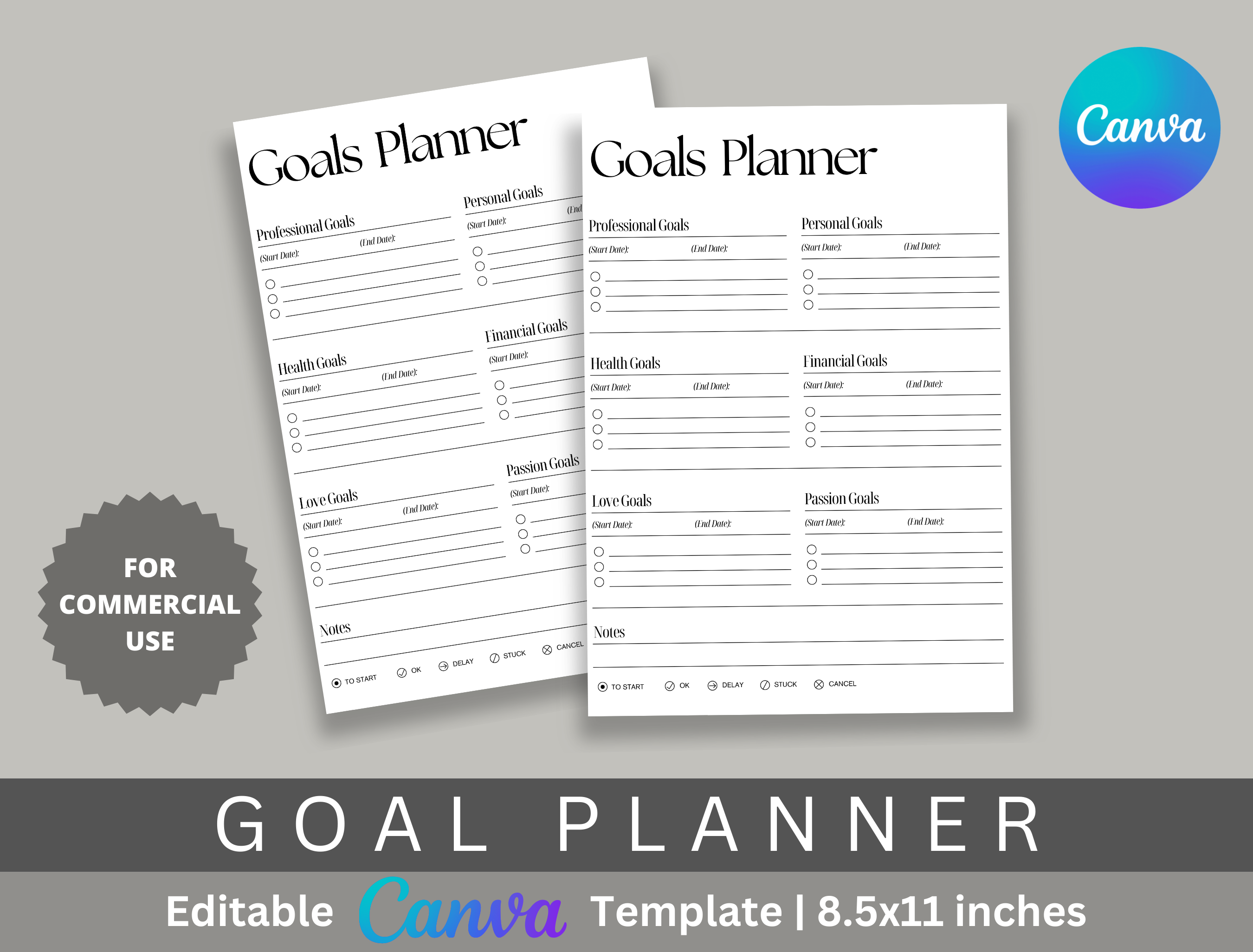 Goal Planner Canva Editable