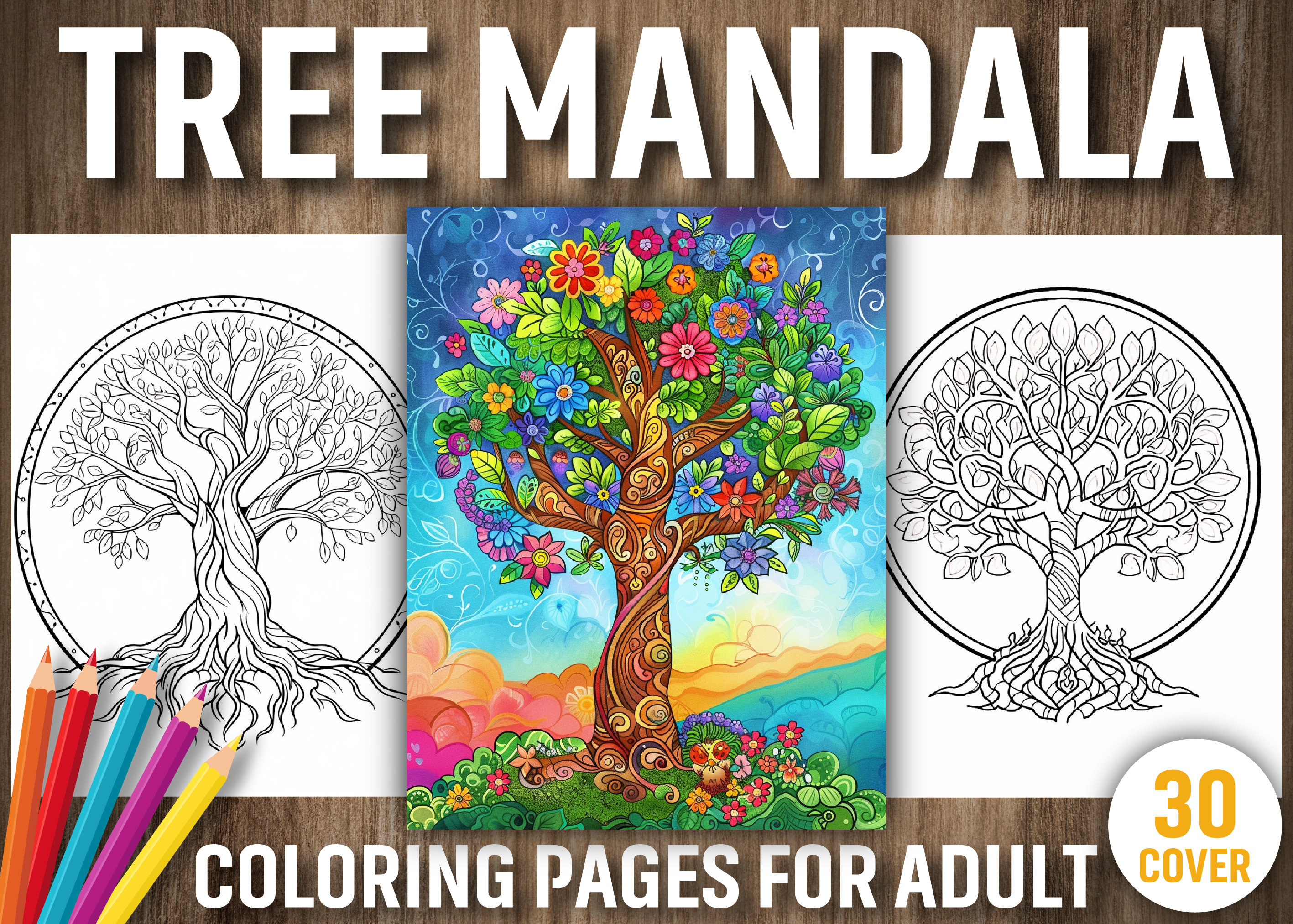 Tree Mandala Coloring Pages for Adults