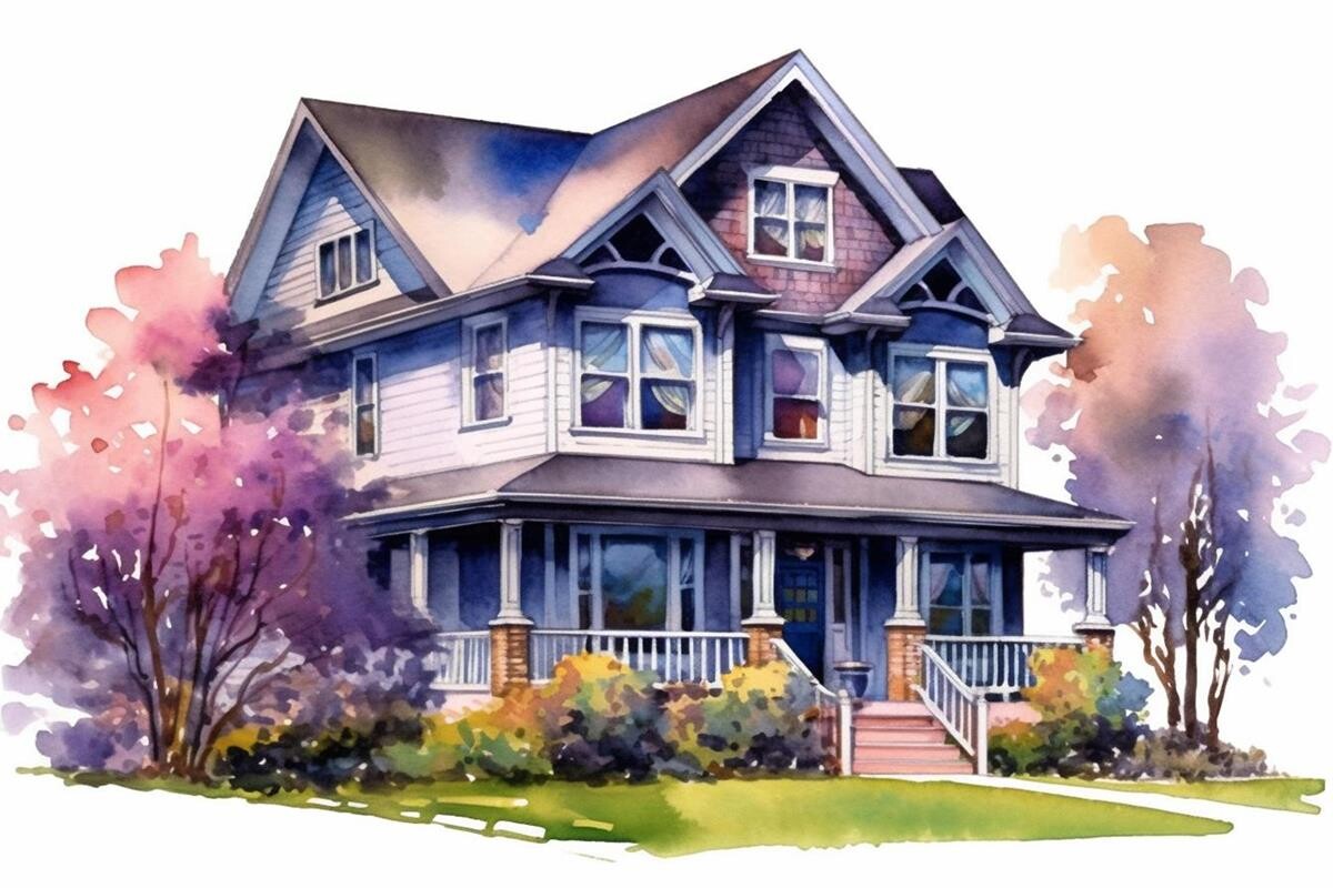Watercolor House Design Graphic by Ranya Art Studio · Creative Fabrica