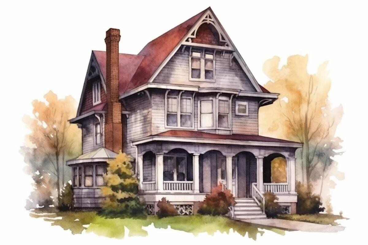 Watercolor House Design Graphic by Ranya Art Studio · Creative Fabrica