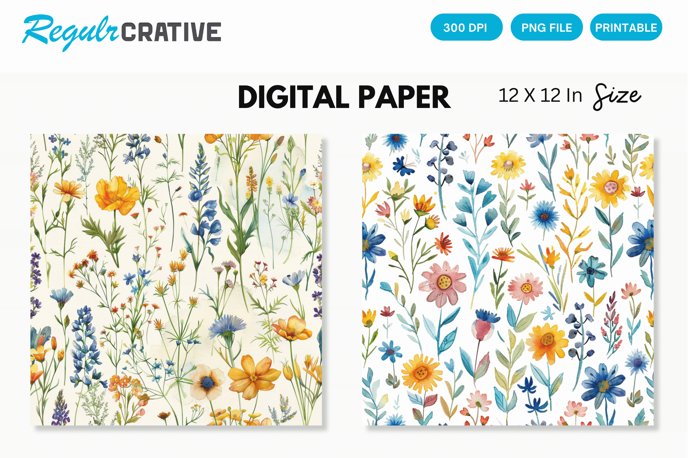 Wildflowers Seamless Digital Pattern Graphic by Regulrcrative ...