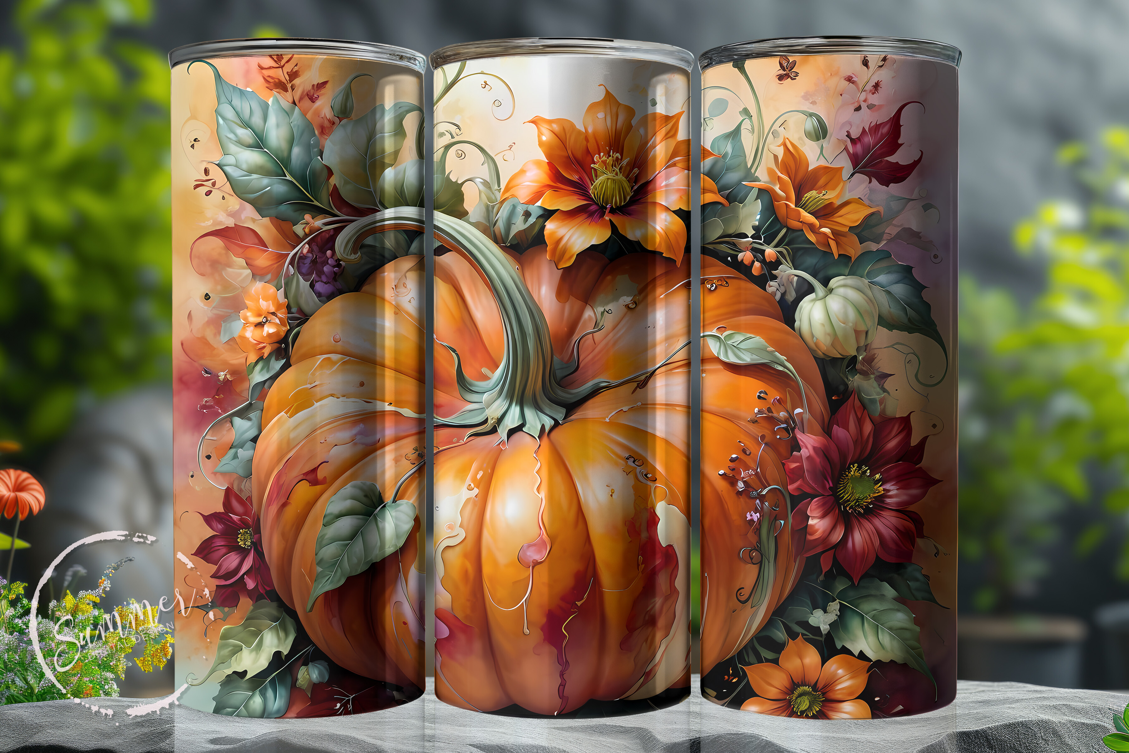 Autumn Pumpkin 3D Tumbler Wrap Graphic by Summer Digital Design ...