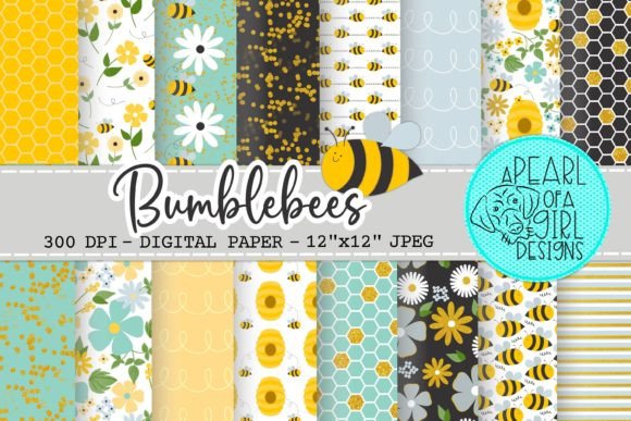 Bumblebee Digital Paper, Bee Print