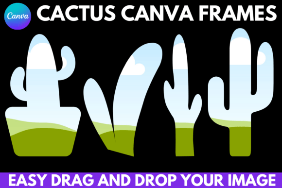 Cactus Canva Frames for botanical design elements