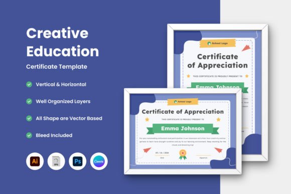 Creative Education Certificate Template Graphic Print Templates By twinletter
