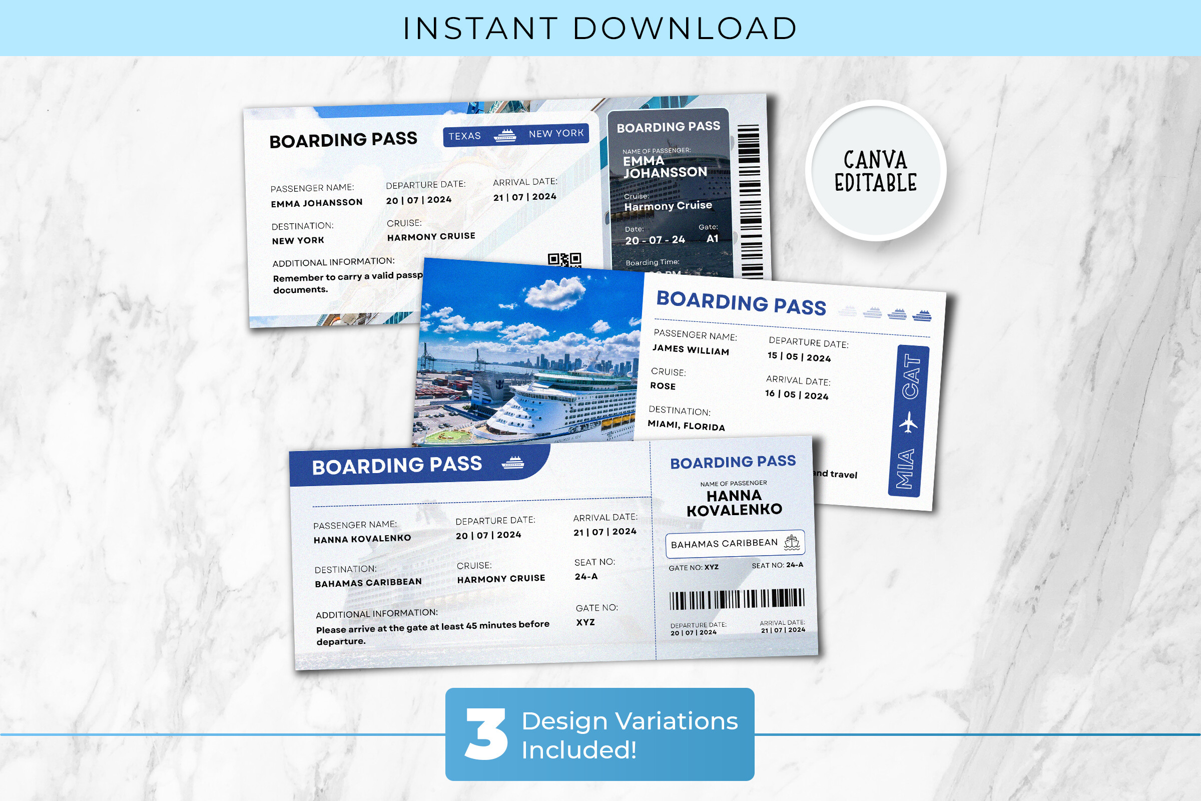 Cruise Surprise Boarding Pass Template