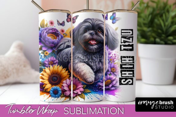 Tropical hibiscus floral dog mom vibrant watercolor canvas pet wall art design