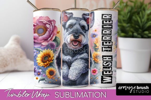 Dog Mom floral tumbler wrap watercolor design adaptable for canvas pet wall art