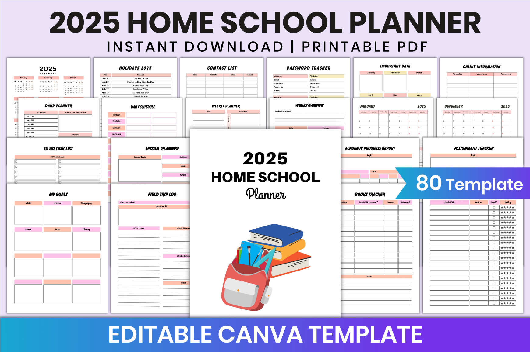 Editable 2025 Home School Planner Canva Graphic by Shumaya · Creative ...