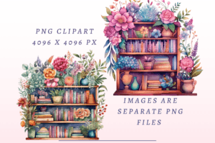 Floral Bookshelf PNG Bundle Graphic by SapphireDreamscape · Creative ...