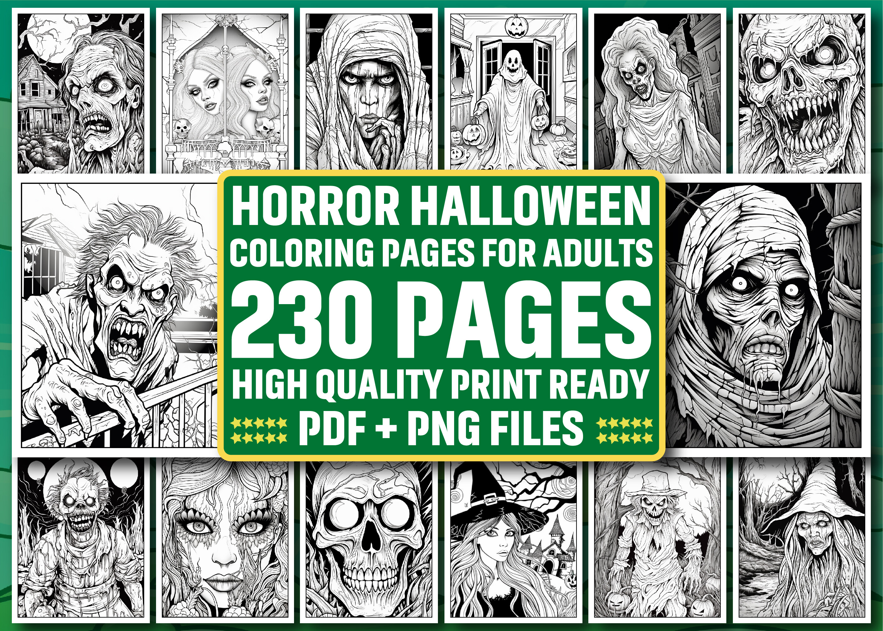 Horror Halloween Coloring Book Pages KDP