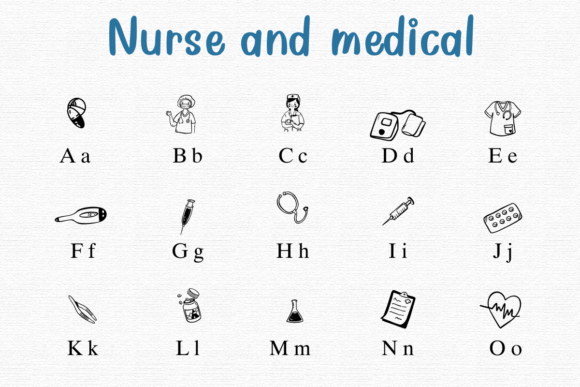 Nurse and Medical Font PNG with transparent background - Preview 1