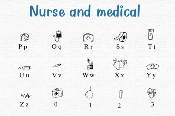 Nurse and Medical Font PNG with transparent background - Preview 2