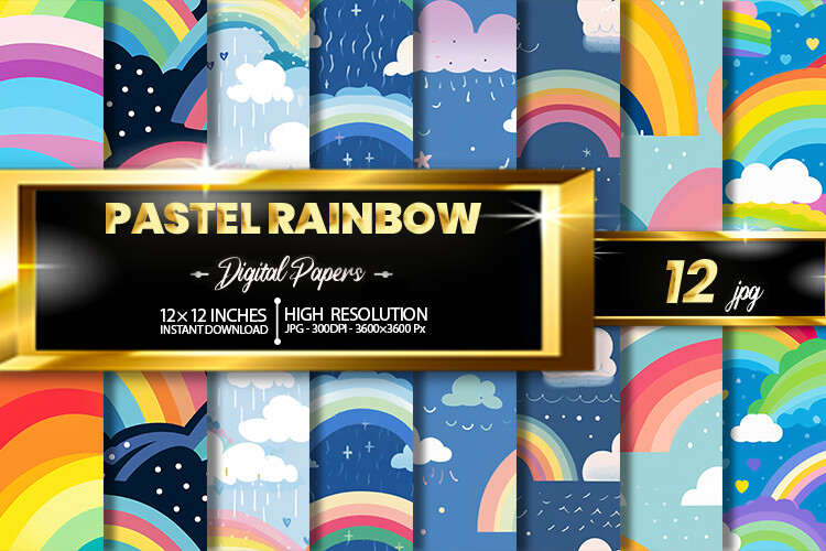 Pastel Rainbow Digital Papers Graphic by Hurairagraphics · Creative Fabrica