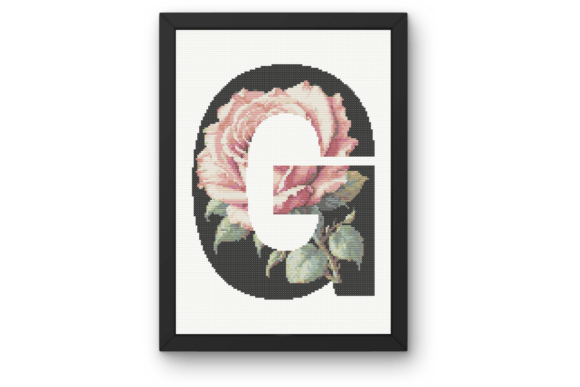 Pink Rose on Black G Monogram